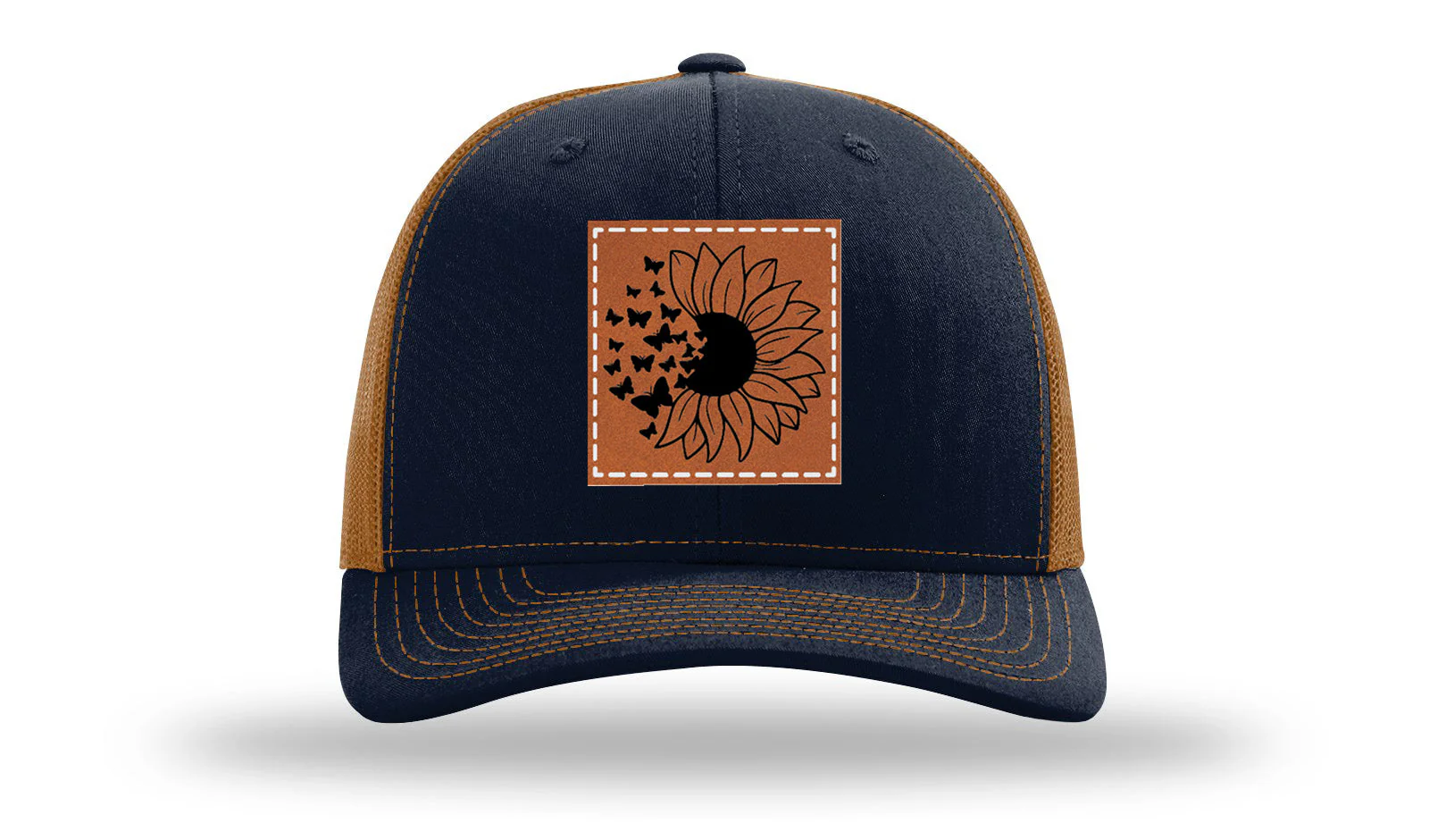 Sunflower Butterfly Leather Patch Richardson 112 Hat - Image 26