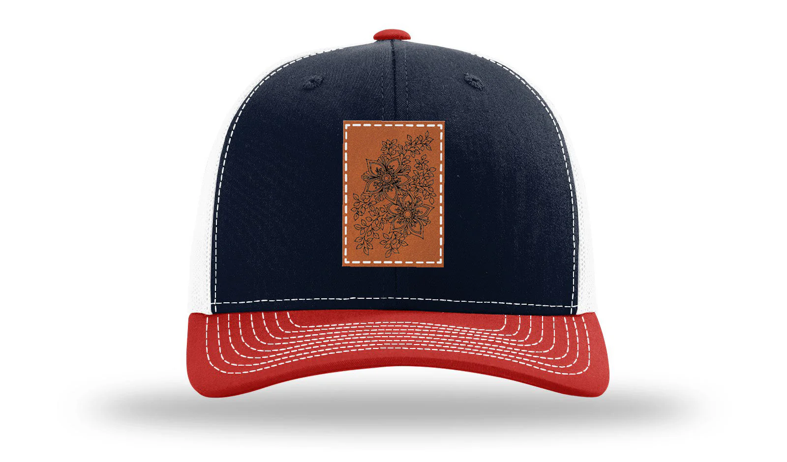 Cherry Blossom Flower Leather Patch Richardson 112 Hat - Image 40