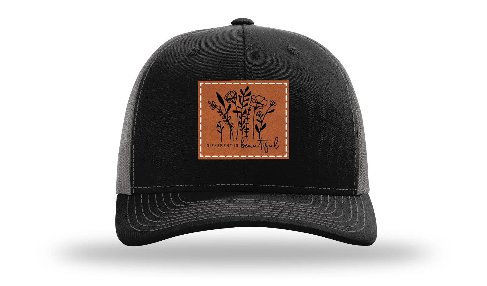 Different Is Beautiful Leather Patch Richardson 112 Hat - Image 6