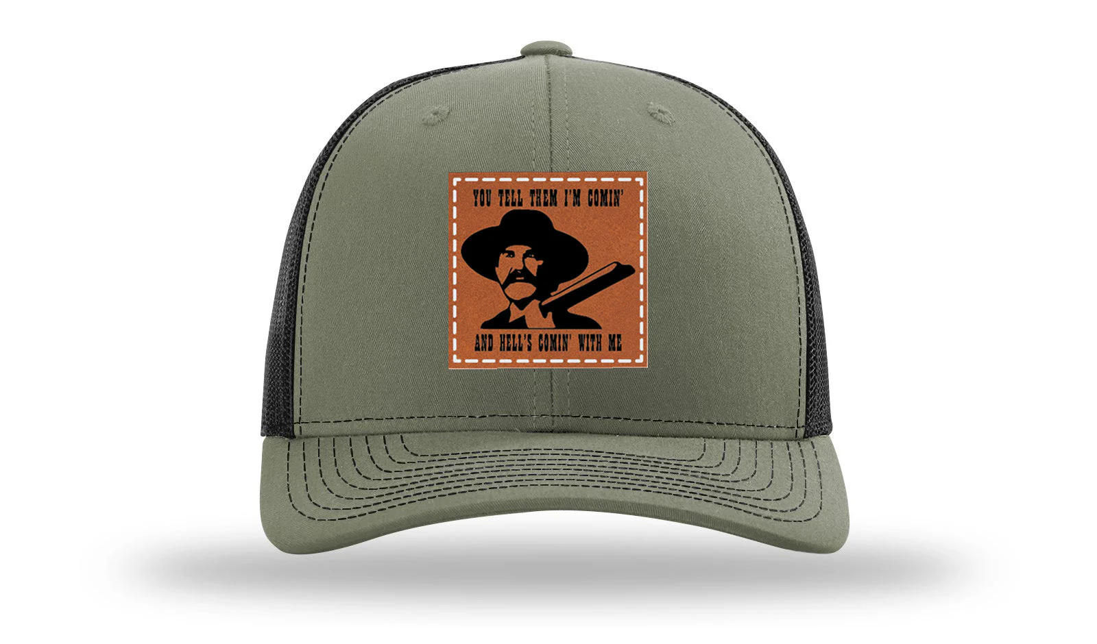 Tombstone Hell's Comin' Leather Patch Richardson 112 Hat - Image 25