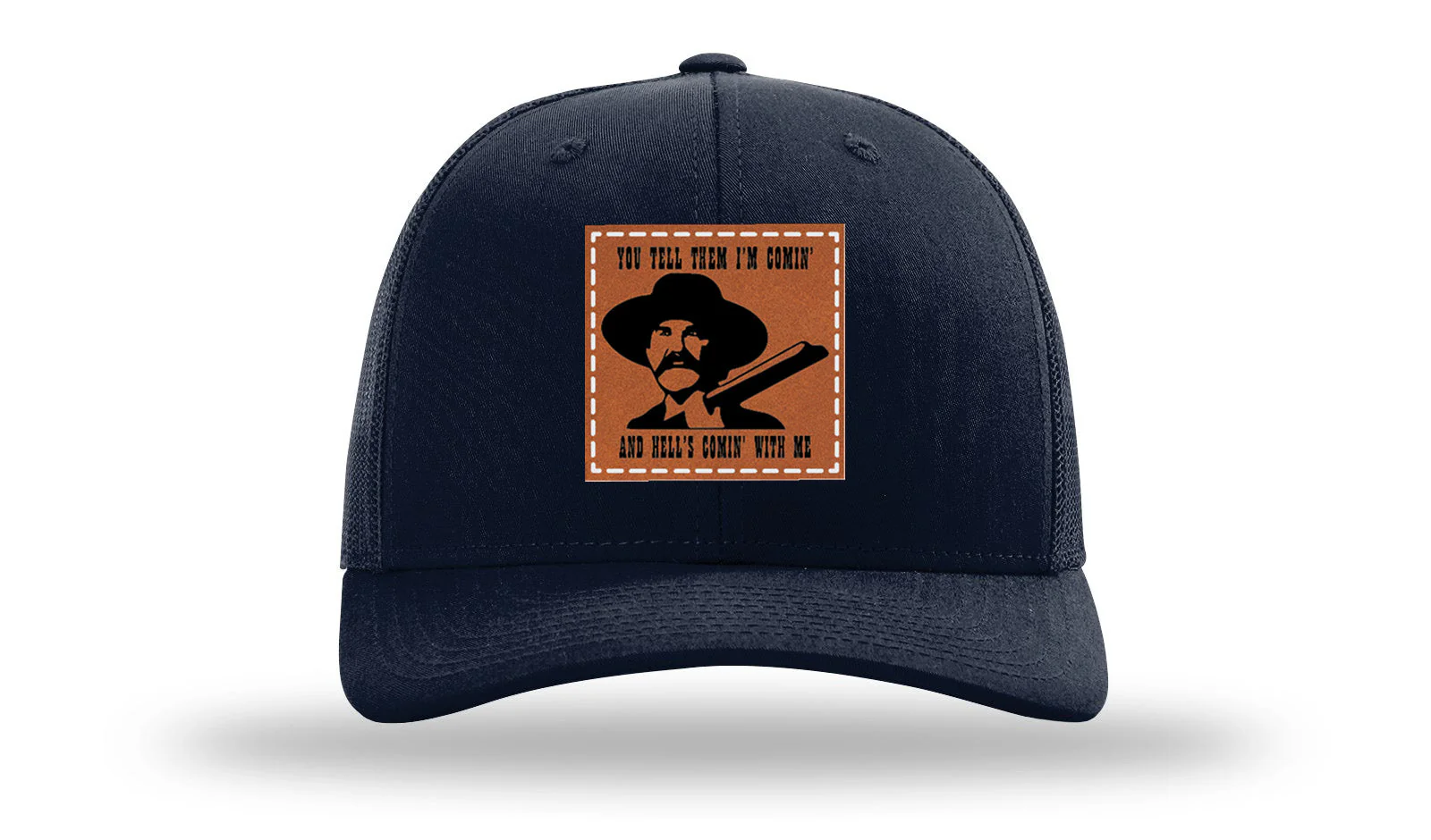 Tombstone Hell's Comin' Leather Patch Richardson 112 Hat - Image 4