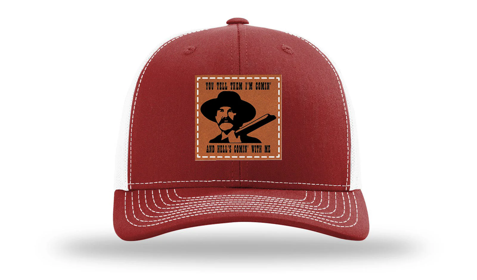 Tombstone Hell's Comin' Leather Patch Richardson 112 Hat - Image 9