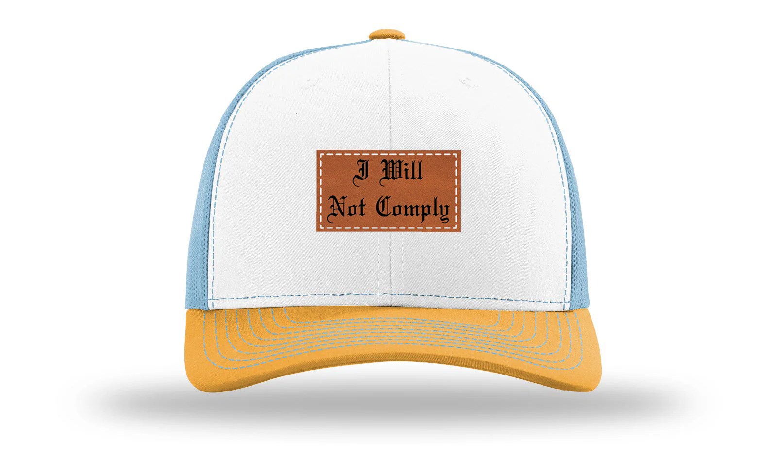 I Will Not Comply Leather Patch Richardson 112 Hat - Image 43