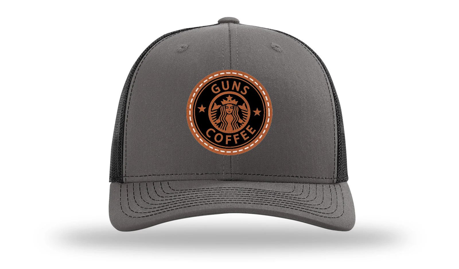 Guns and Coffee Leather Patch Richardson 112 Hat - Image 11