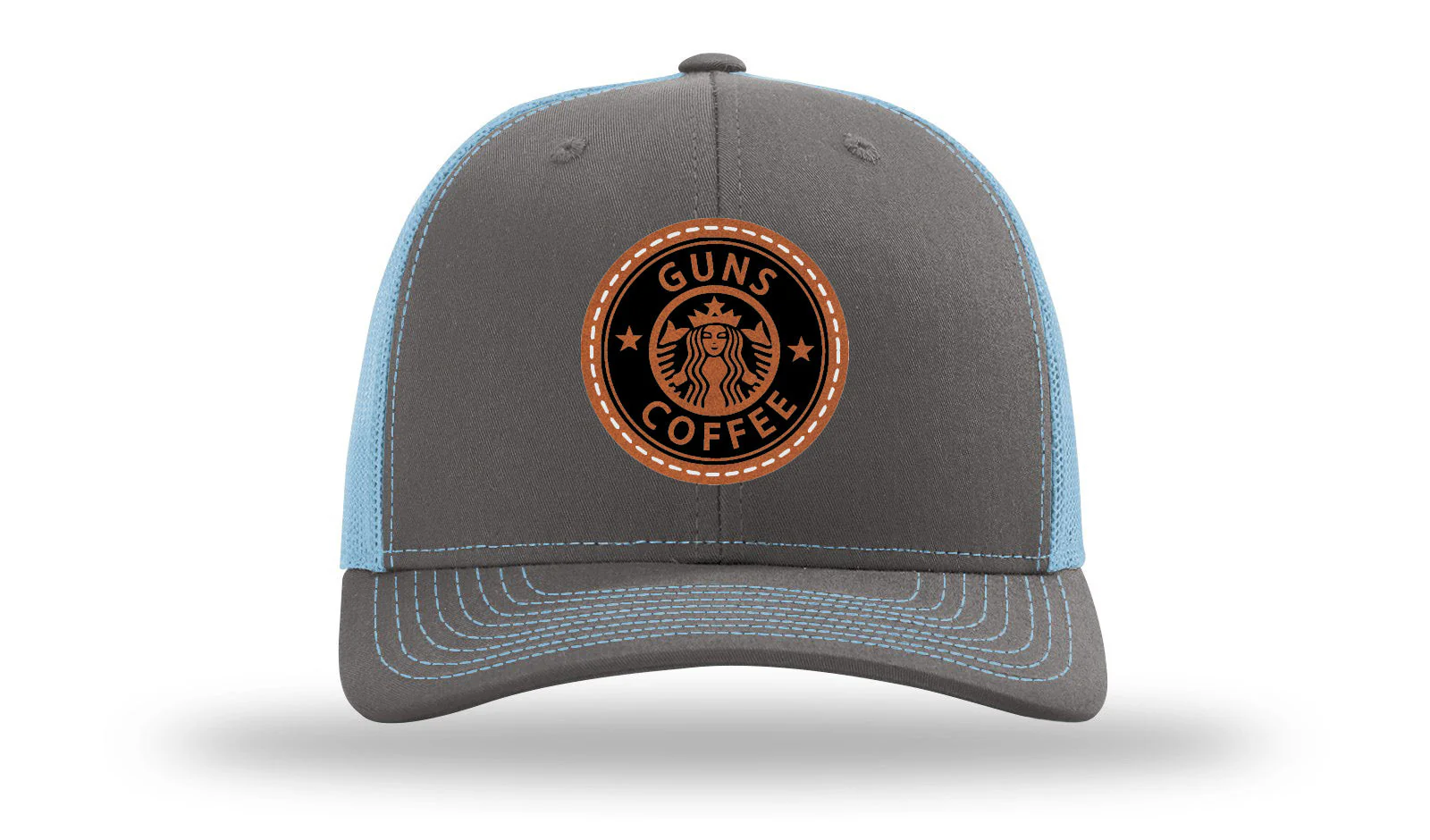 Guns and Coffee Leather Patch Richardson 112 Hat - Image 12