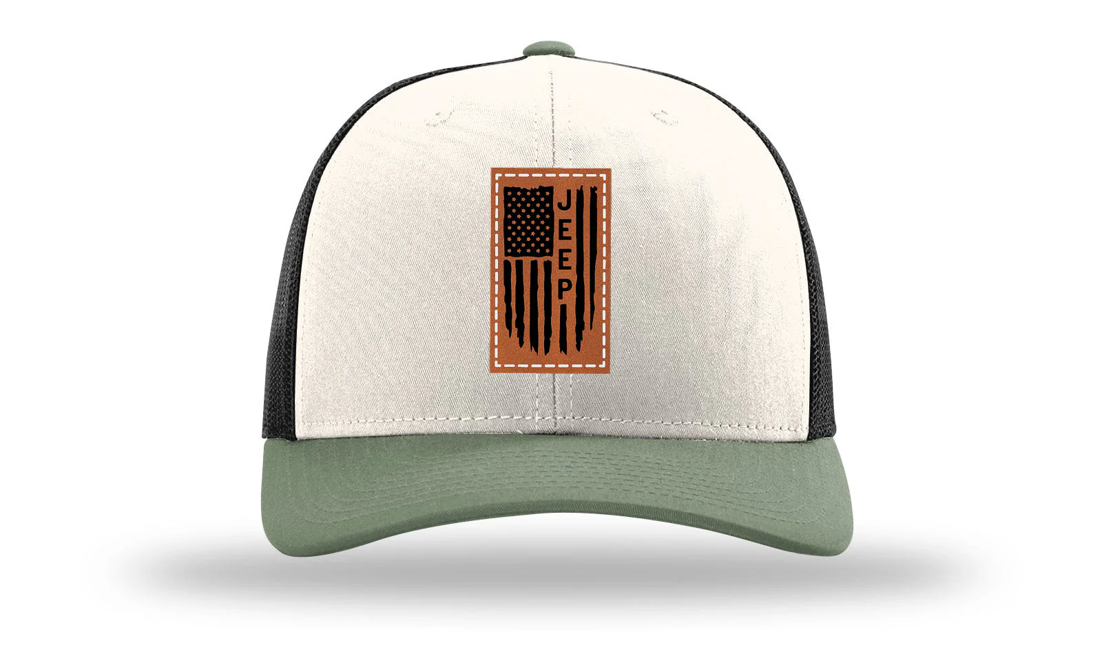 Jeep Flag Leather Patch Richardson 112 Hat - Image 35