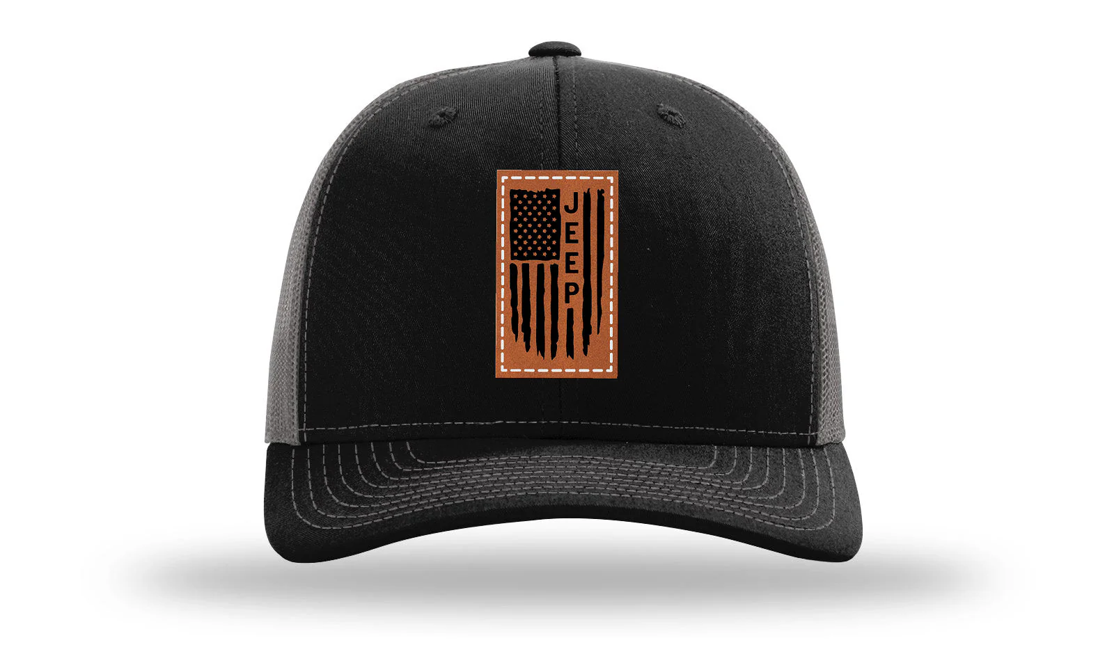 Jeep Flag Leather Patch Richardson 112 Hat - Image 6