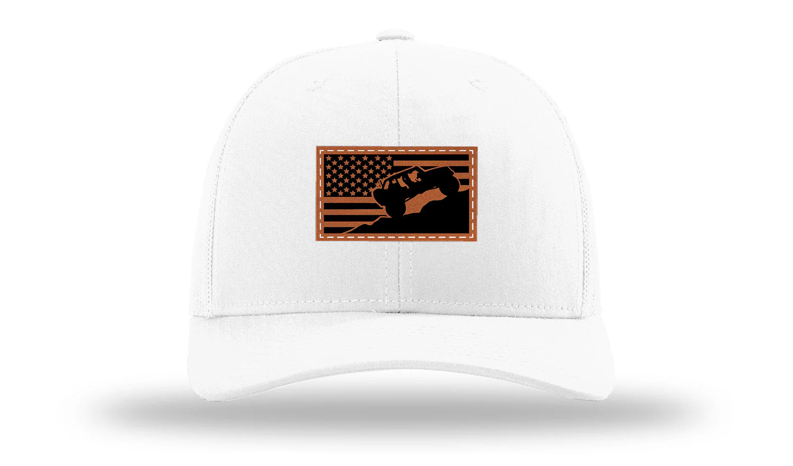 Jeep Flag 2 Leather Patch Richardson 112 Hat - Image 5