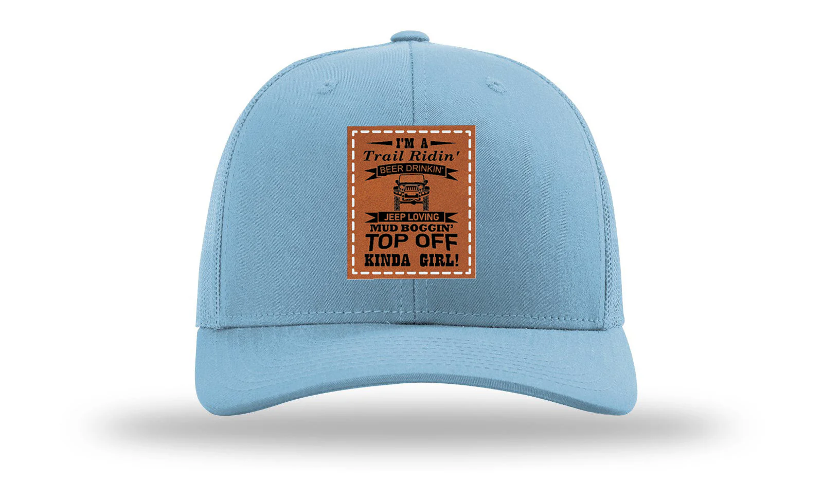 Trail Riding Jeep Girl Leather Patch Richardson 112 Hat - Image 2
