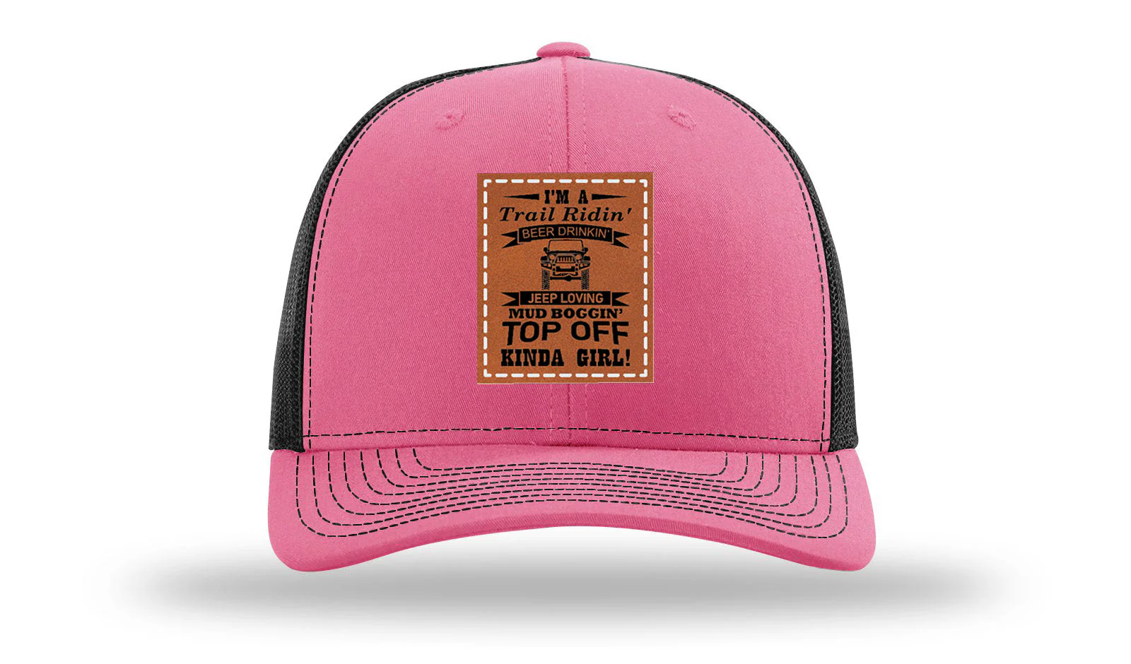 Trail Riding Jeep Girl Leather Patch Richardson 112 Hat - Image 22