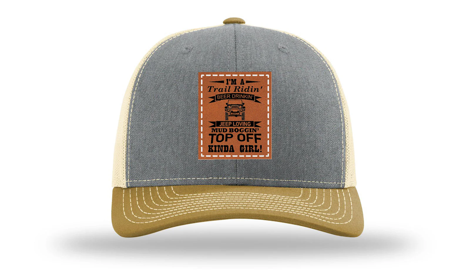 Trail Riding Jeep Girl Leather Patch Richardson 112 Hat - Image 37