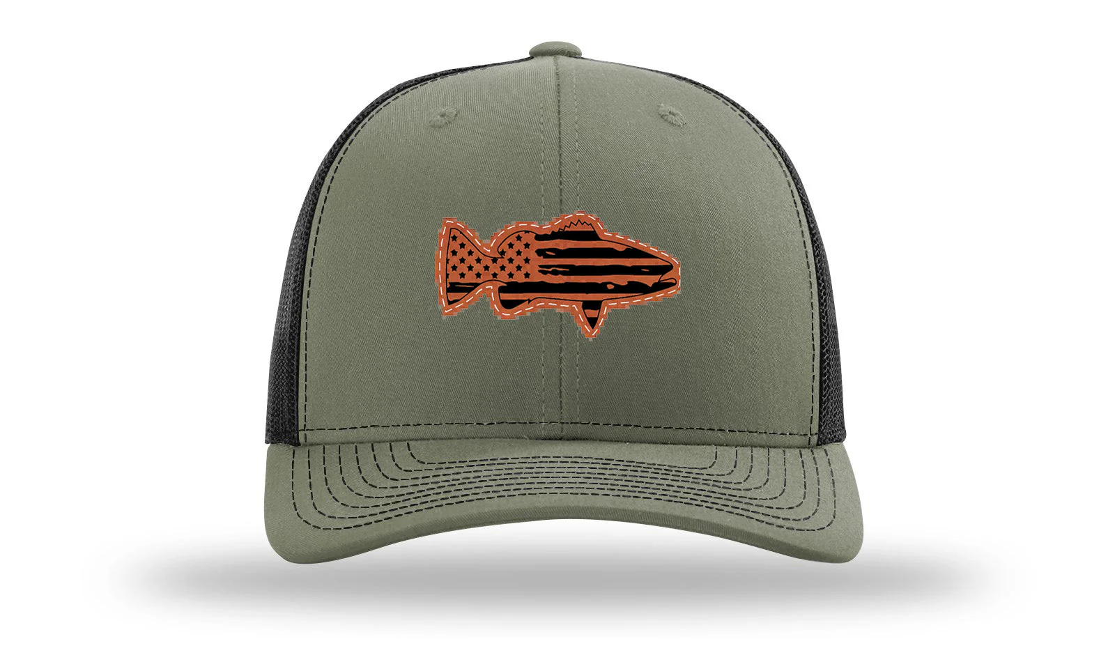 Distressed Flag Bass Leather Patch Richardson 112 Hat - Image 25