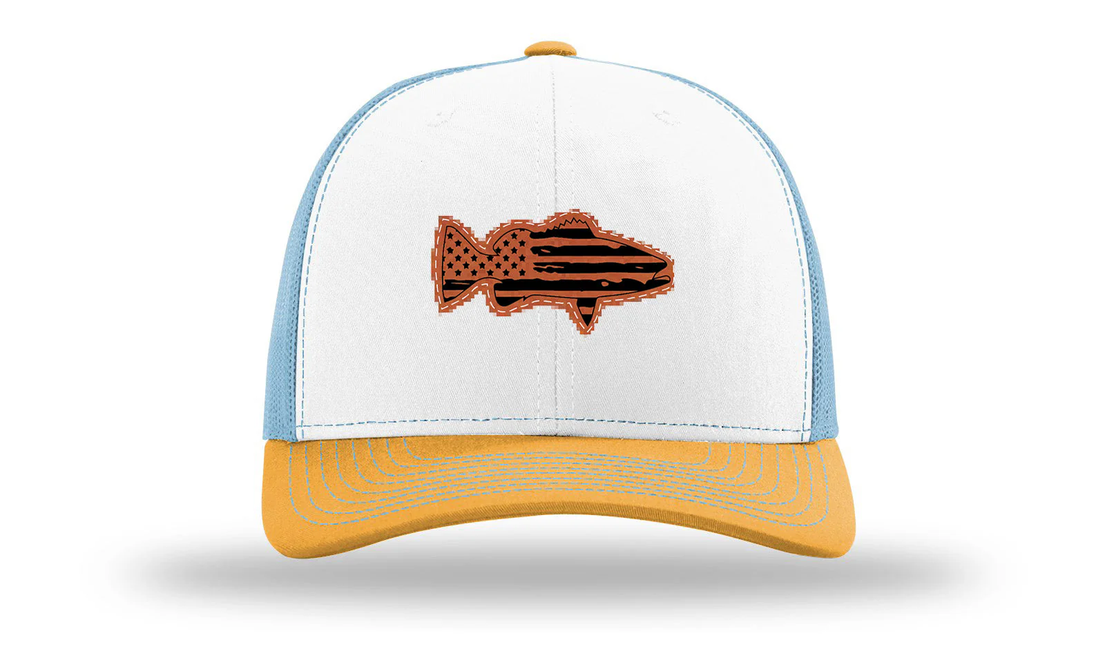 Distressed Flag Bass Leather Patch Richardson 112 Hat - Image 43