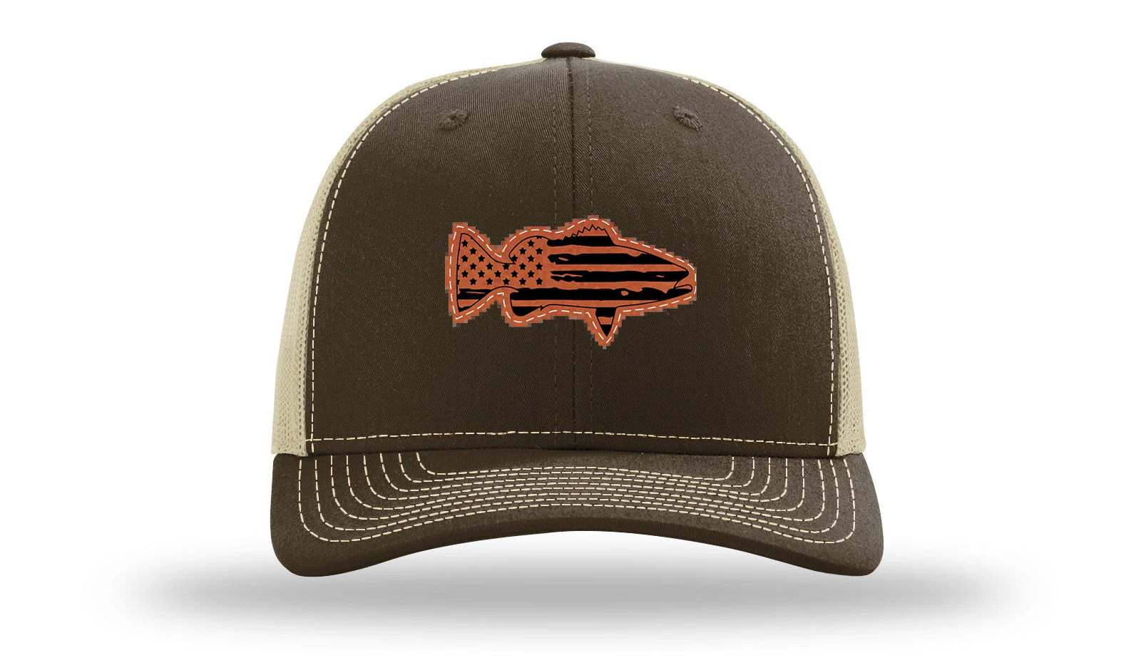 Distressed Flag Bass Leather Patch Richardson 112 Hat - Image 8