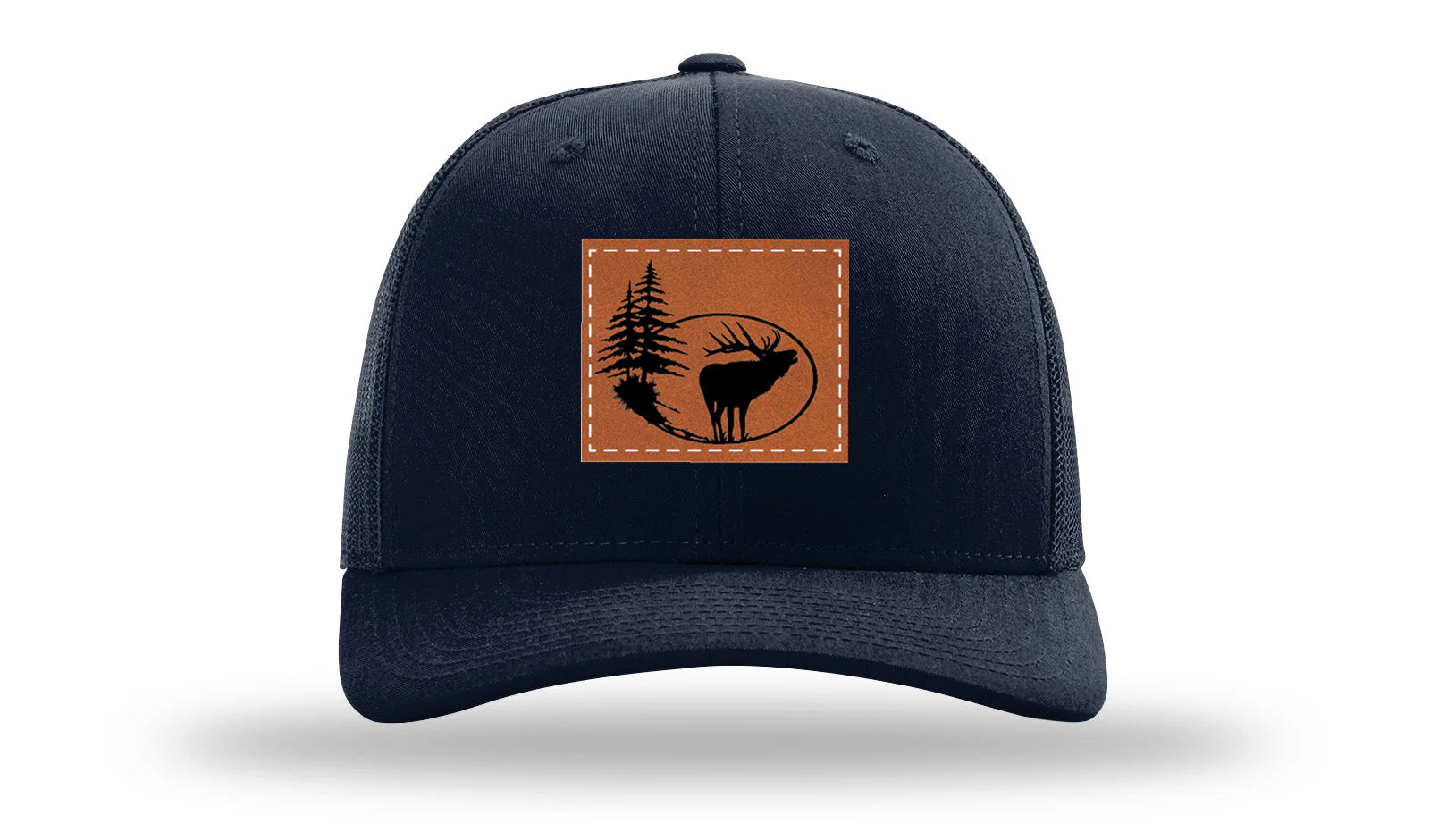 Elk In Trees Leather Patch Richardson 112 Hat - Image 4