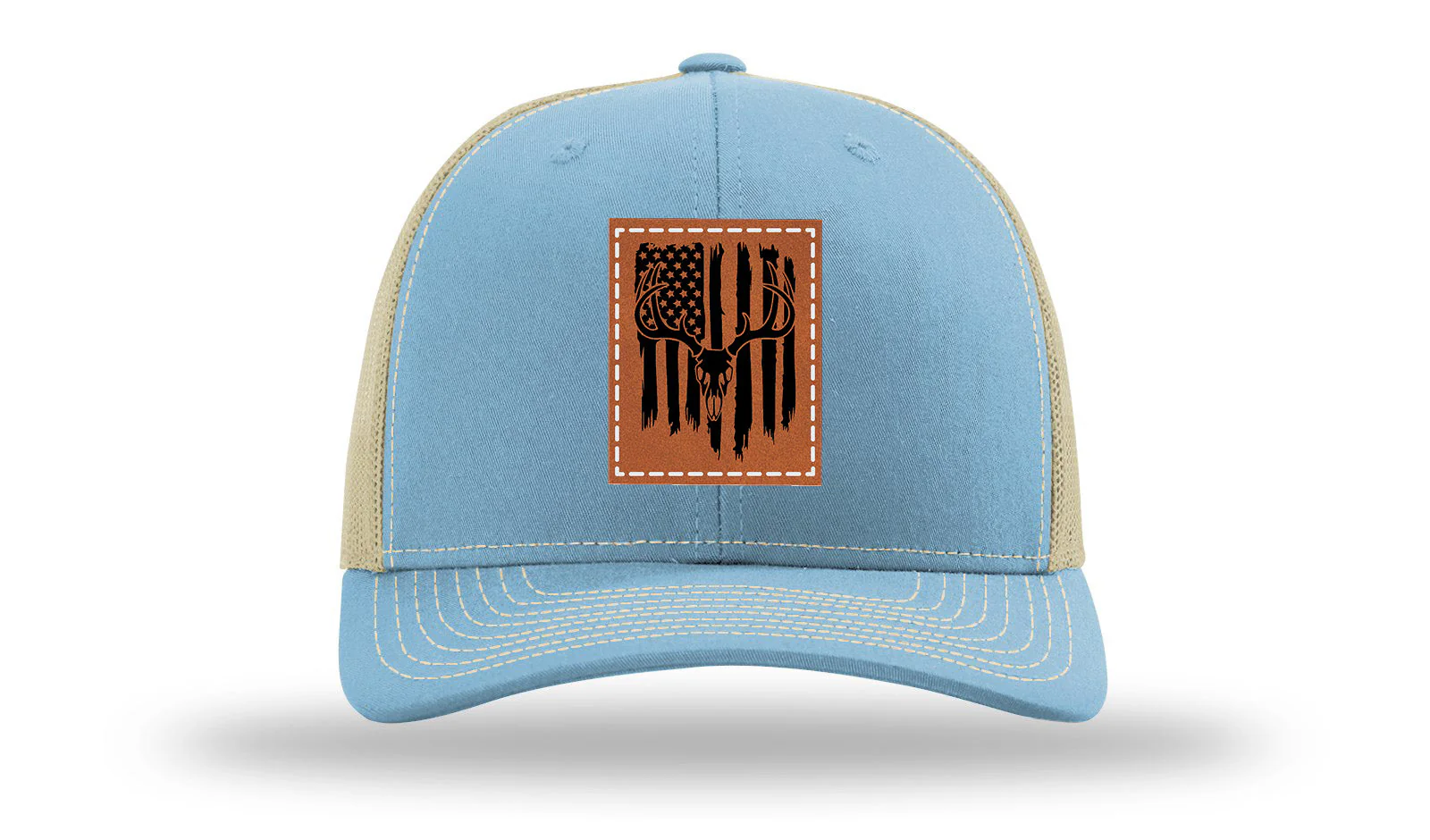 Deer Skull Flag Leather Patch Richardson 112 Hat - Image 18