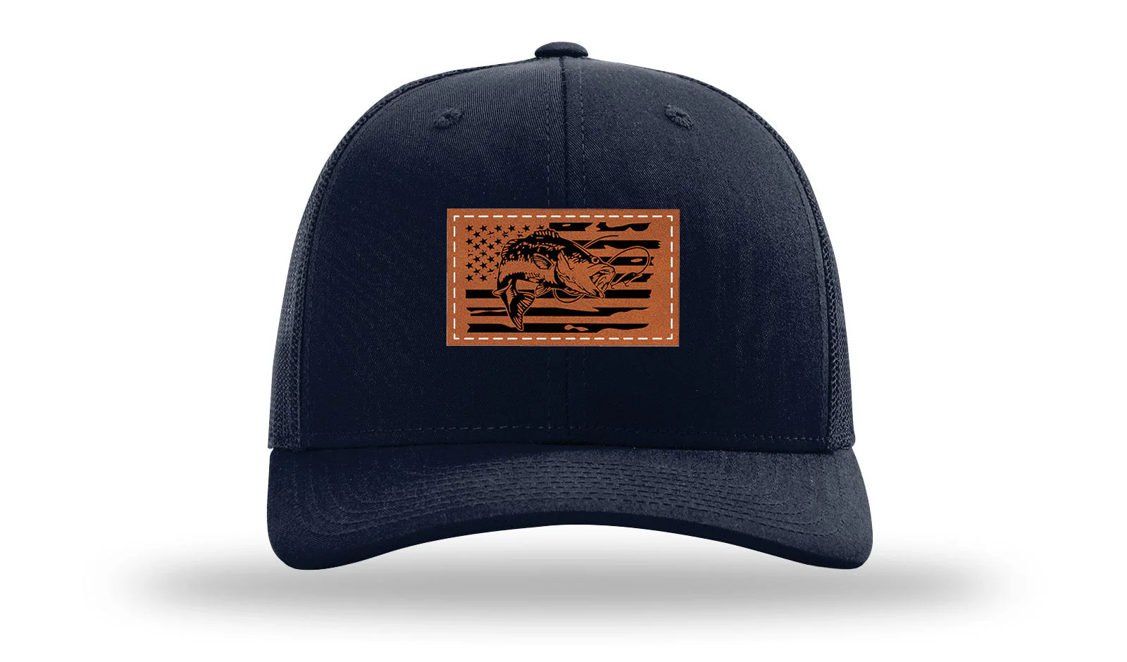 Bass Flag 2 Leather Patch Richardson 112 Hat - Image 4