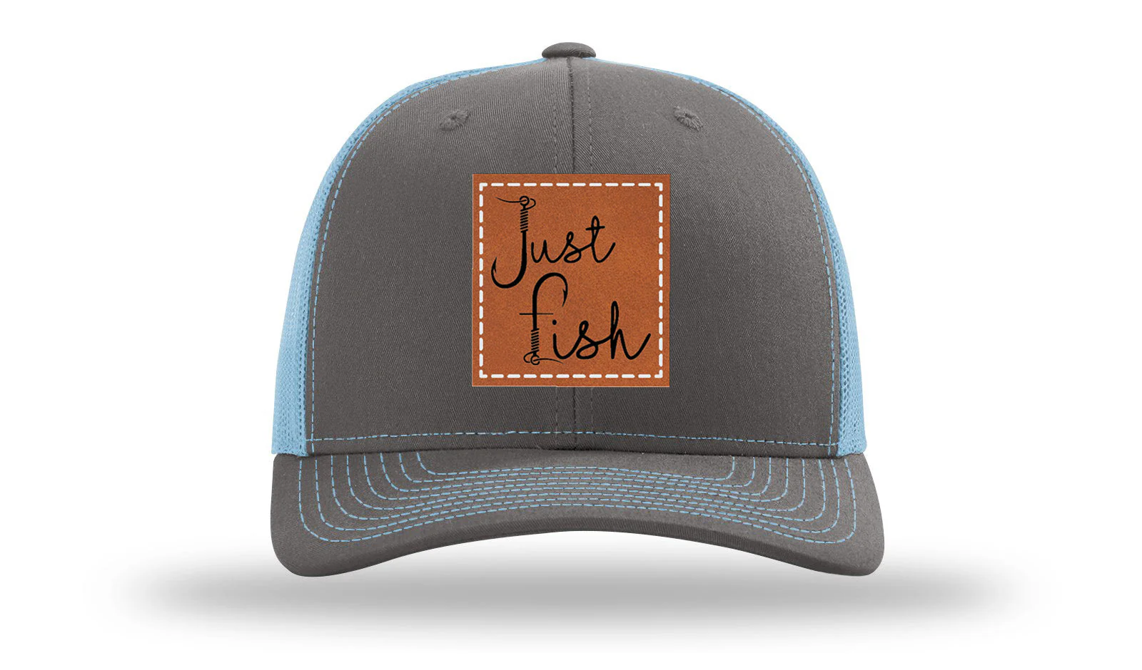 Just Fish Leather Patch Richardson 112 Hat - Image 12