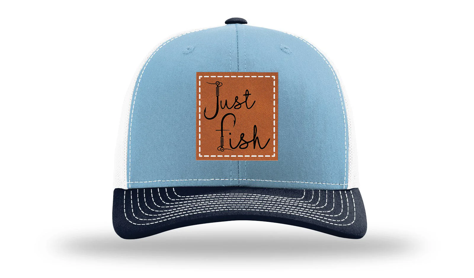 Just Fish Leather Patch Richardson 112 Hat - Image 34