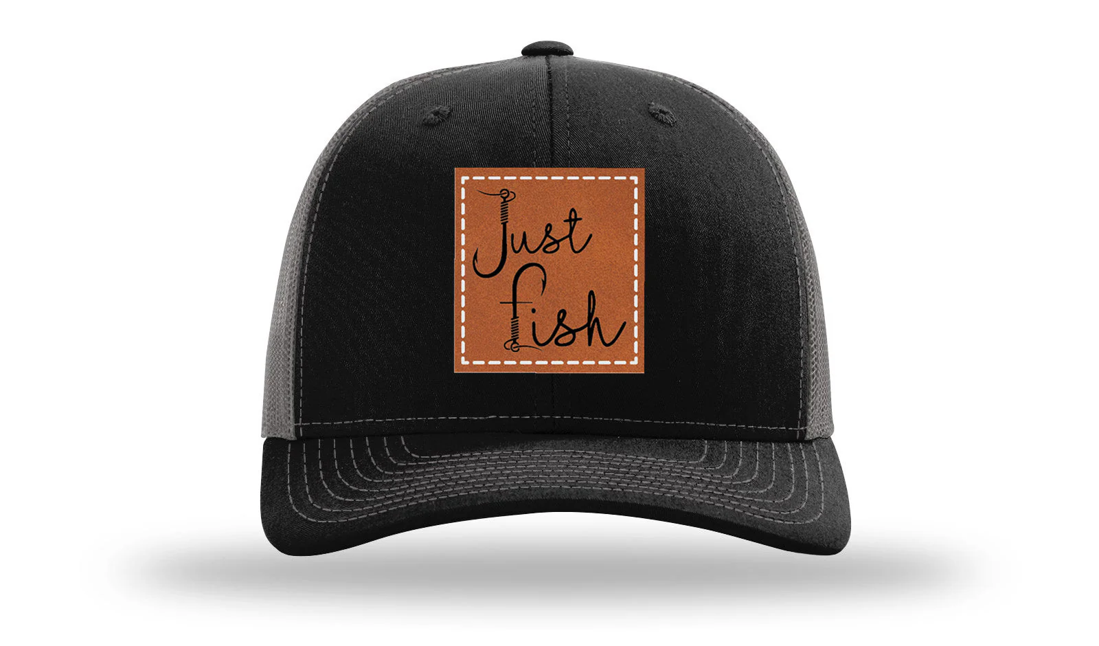 Just Fish Leather Patch Richardson 112 Hat - Image 6
