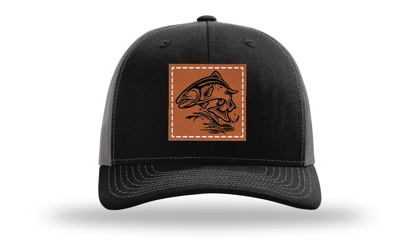 Salmom Jumping Leather Patch Richardson 112 Hat - Image 6