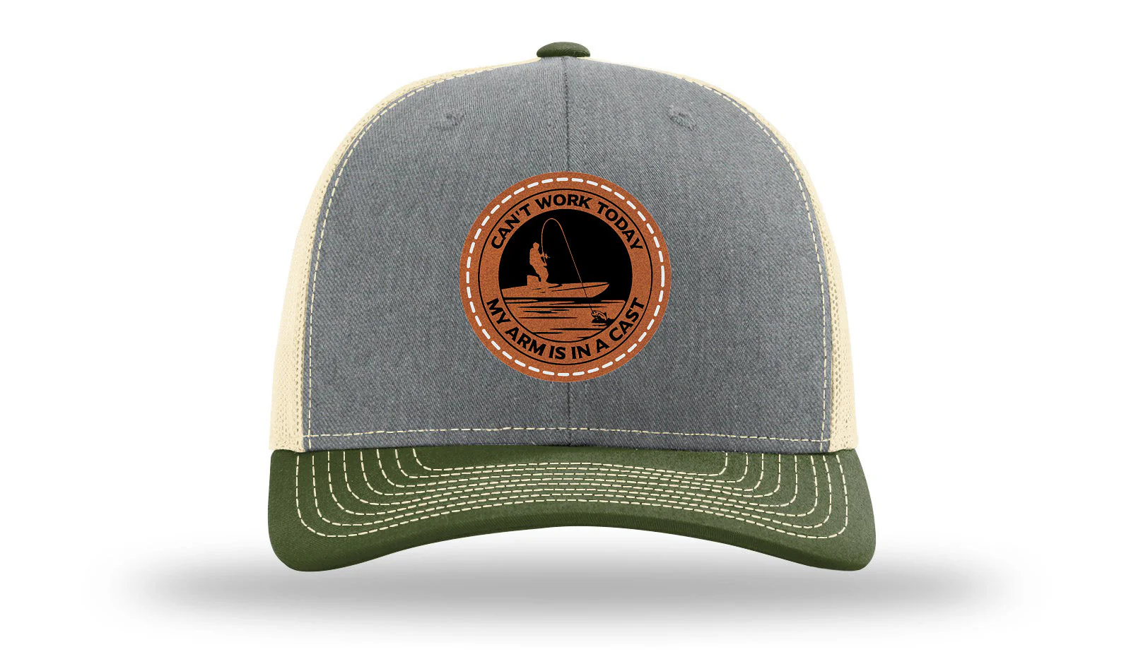 Can't Work Today My Arms In A Cast Leather Patch Richardson 112 Hat - Image 38