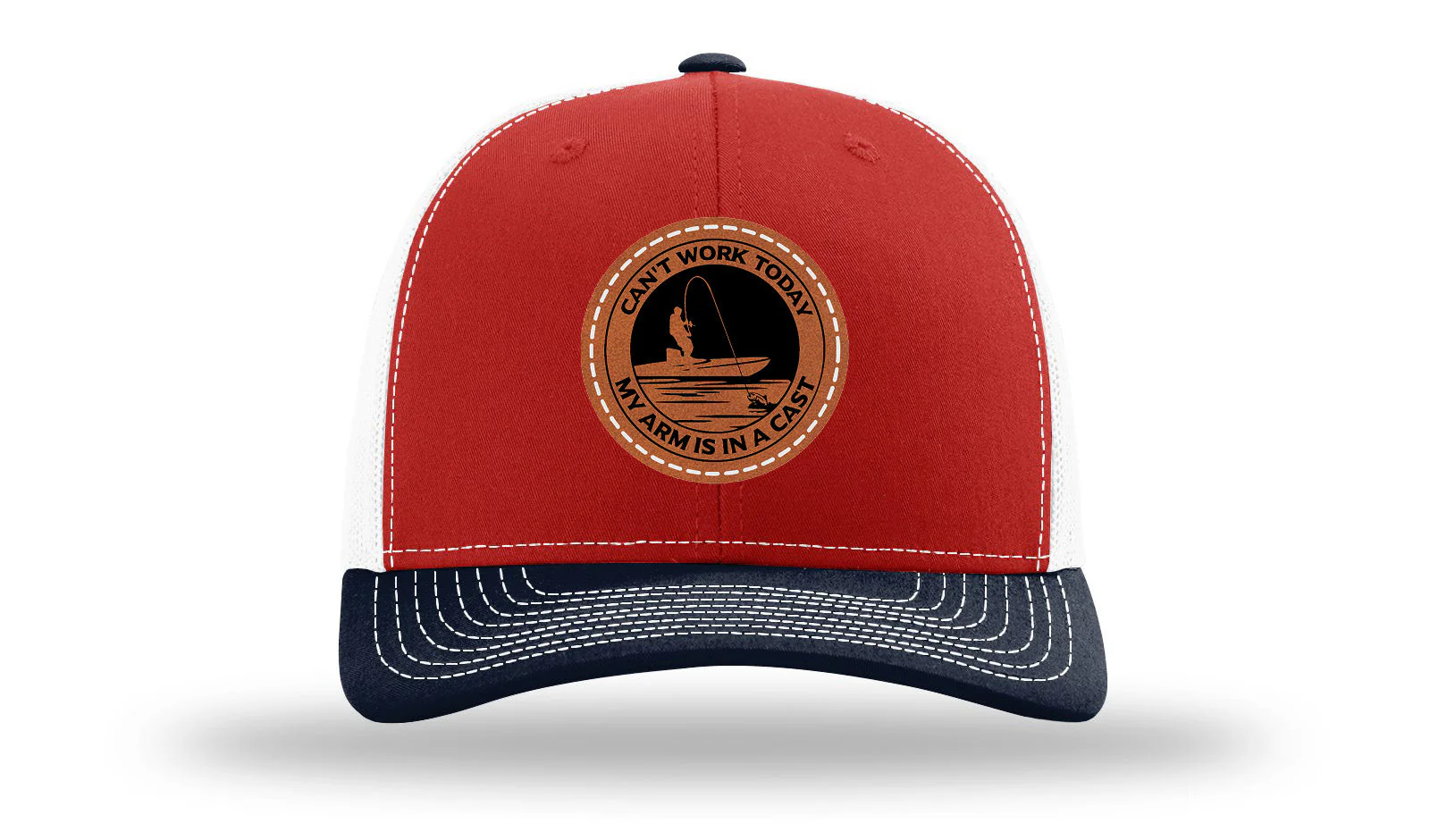 Can't Work Today My Arms In A Cast Leather Patch Richardson 112 Hat - Image 41