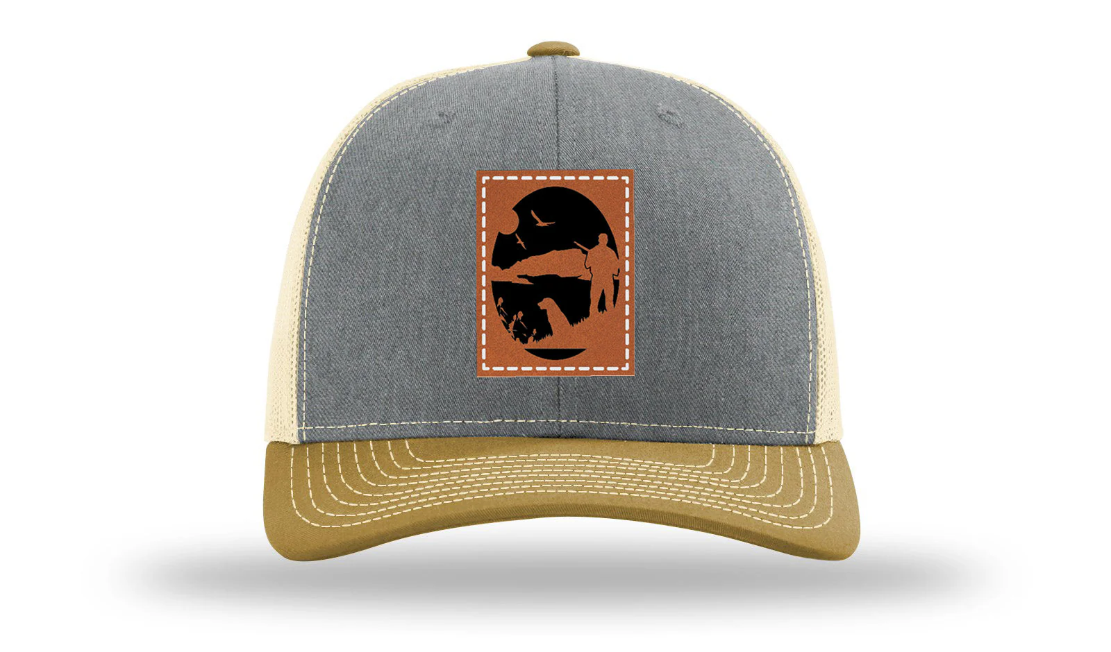 Hunter With Dog Leather Patch Richardson 112 Hat - Image 37