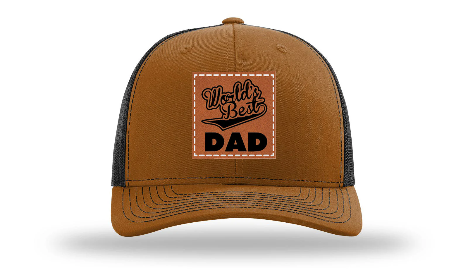 World's Best Dad Leather Patch Richardson 112 Hat - Image 10