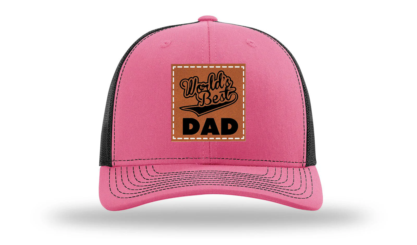 World's Best Dad Leather Patch Richardson 112 Hat - Image 22