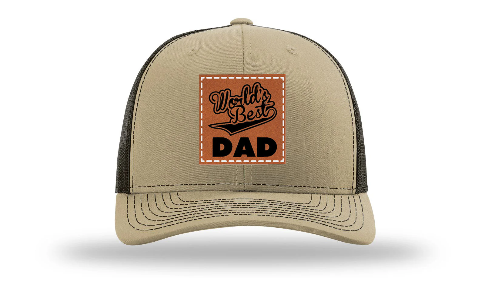 World's Best Dad Leather Patch Richardson 112 Hat - Image 24