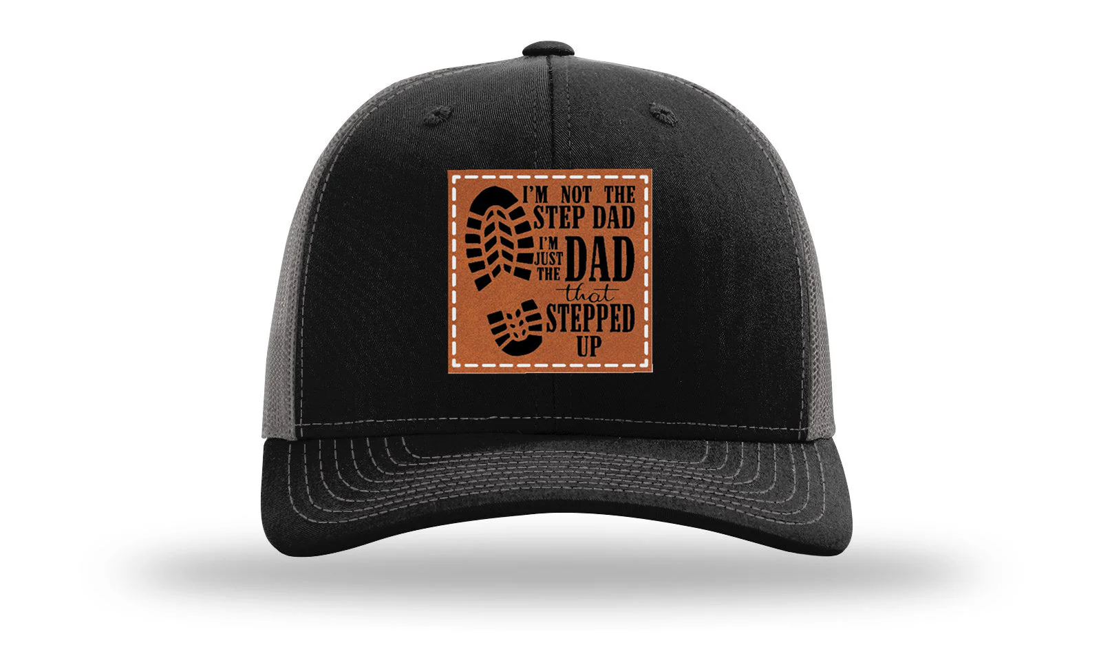 Dad That Stepped Up Leather Patch Richardson 112 Hat - Image 6