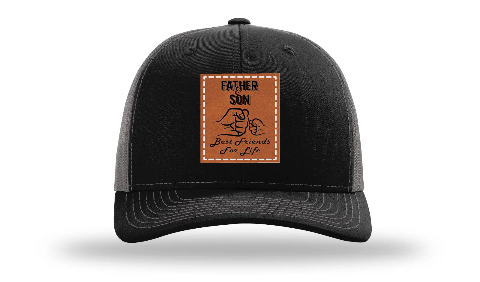 Father & Son Fist Bump Leather Patch Richardson 112 Hat - Image 6