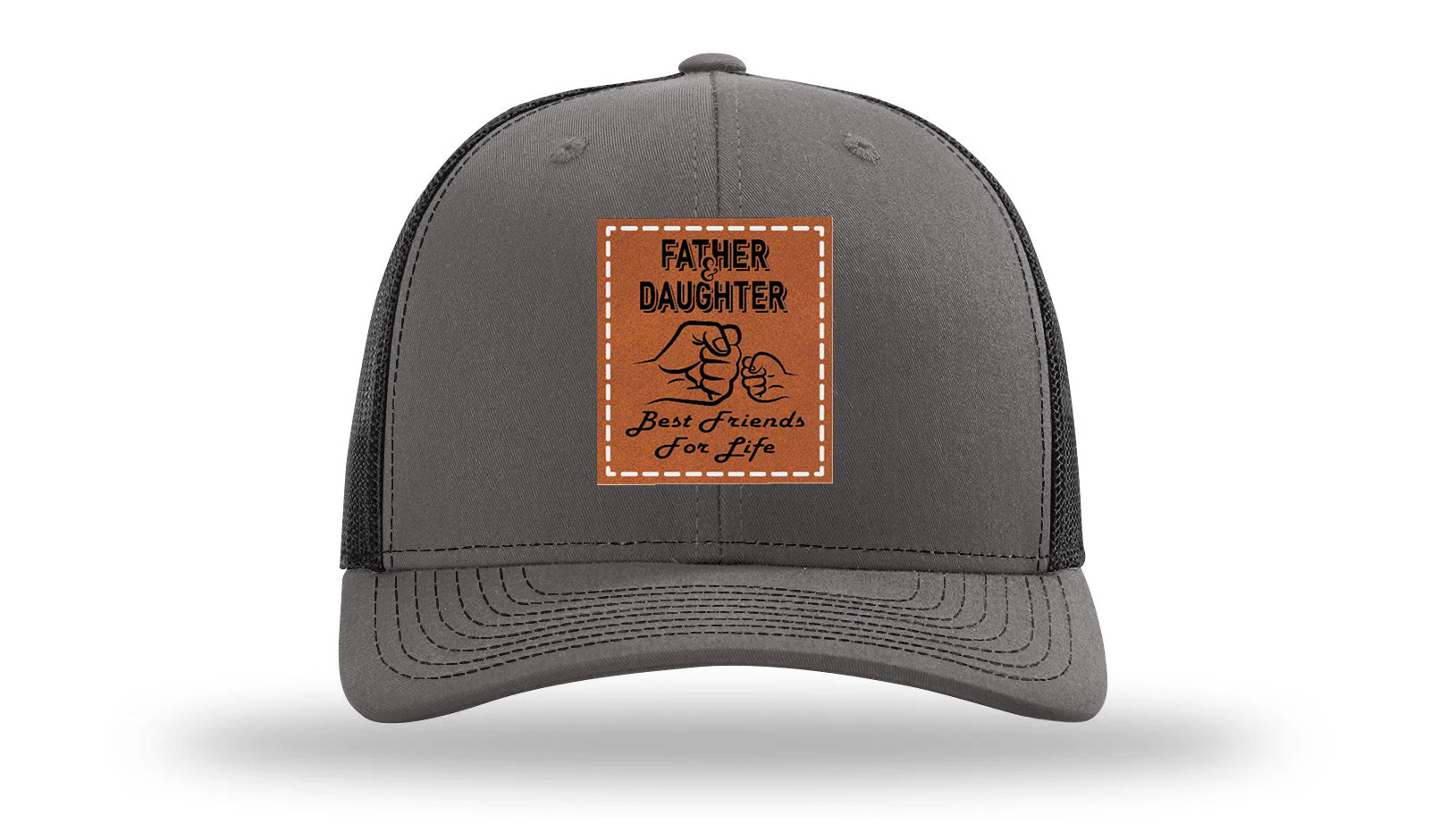 Father & Daughter Fist Bump Leather Patch Richardson 112 Hat - Image 11