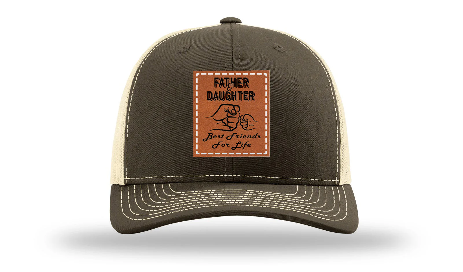 Father & Daughter Fist Bump Leather Patch Richardson 112 Hat - Image 17
