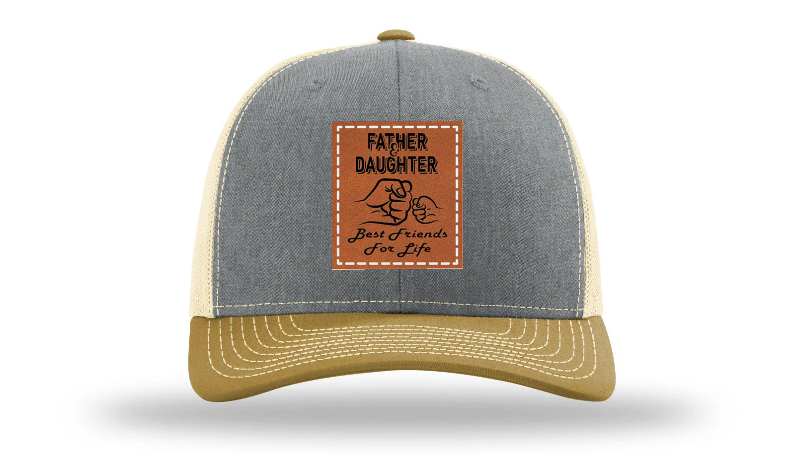 Father & Daughter Fist Bump Leather Patch Richardson 112 Hat - Image 37