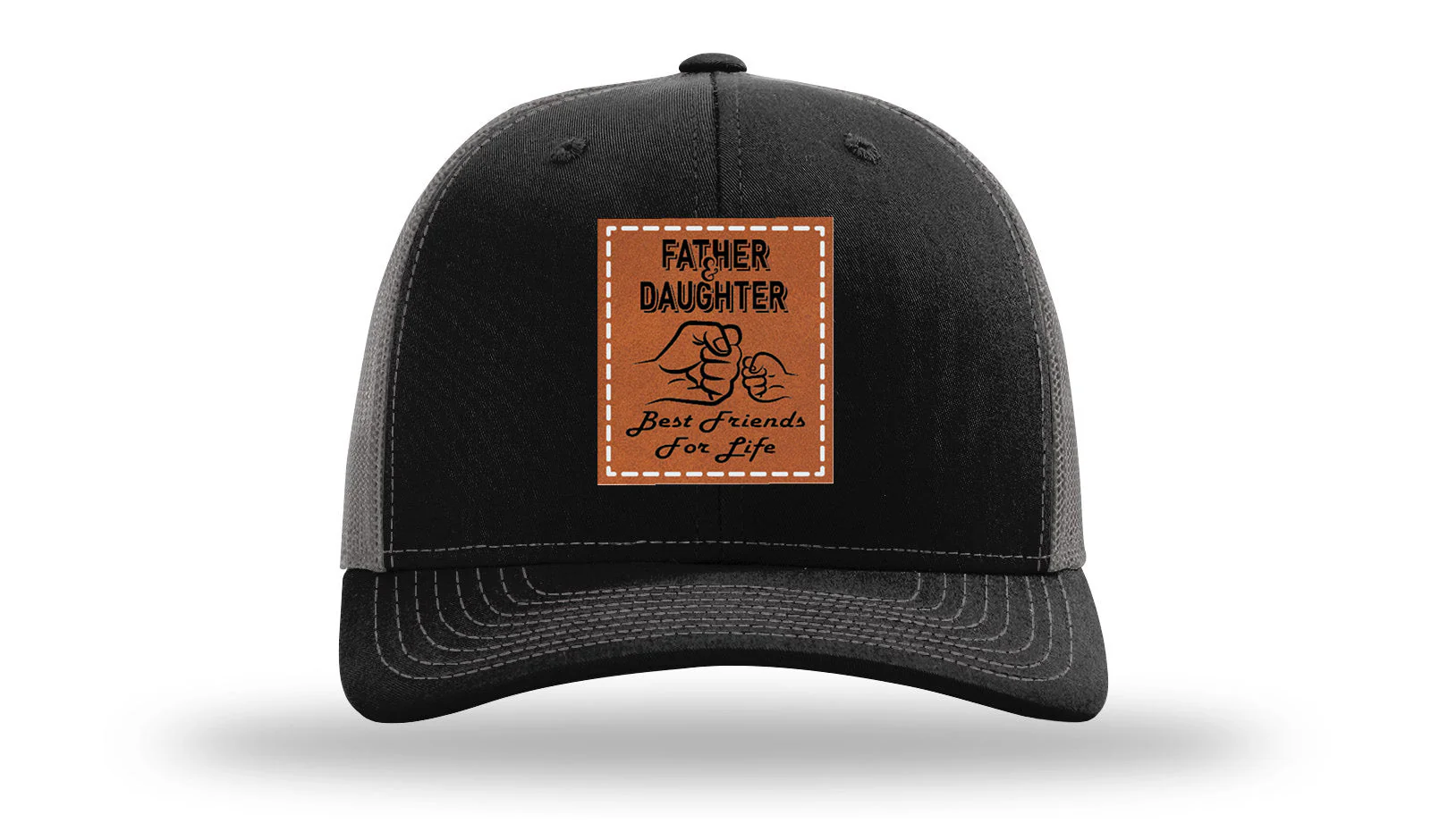 Father & Daughter Fist Bump Leather Patch Richardson 112 Hat - Image 6