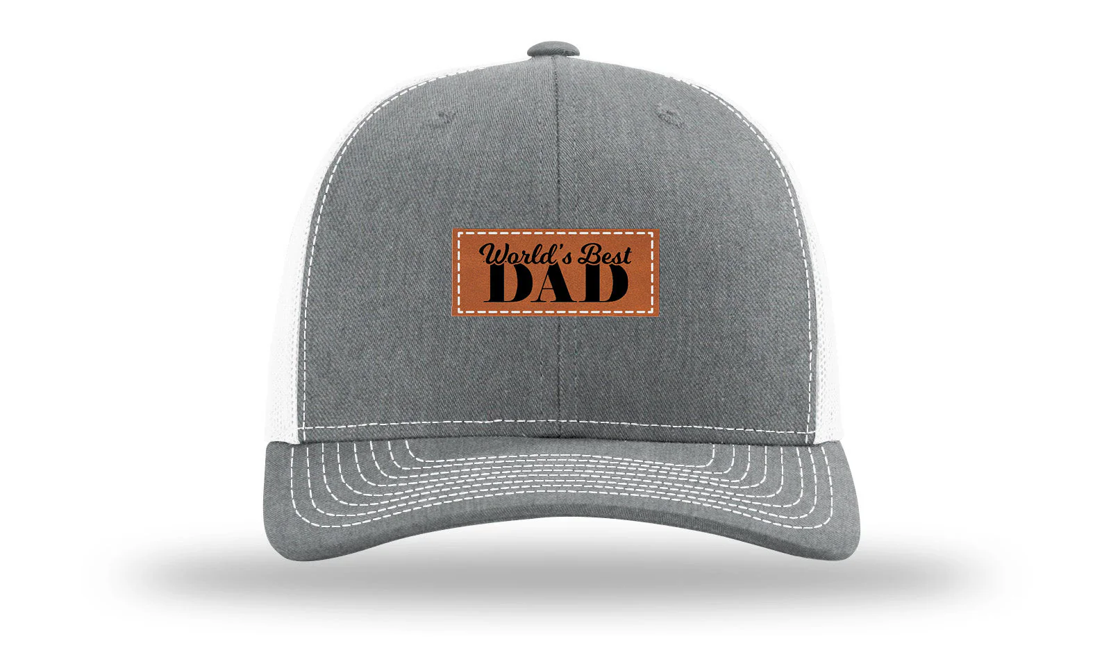 World's Best Dad Leather Patch Richardson 112 Hat - Image 21