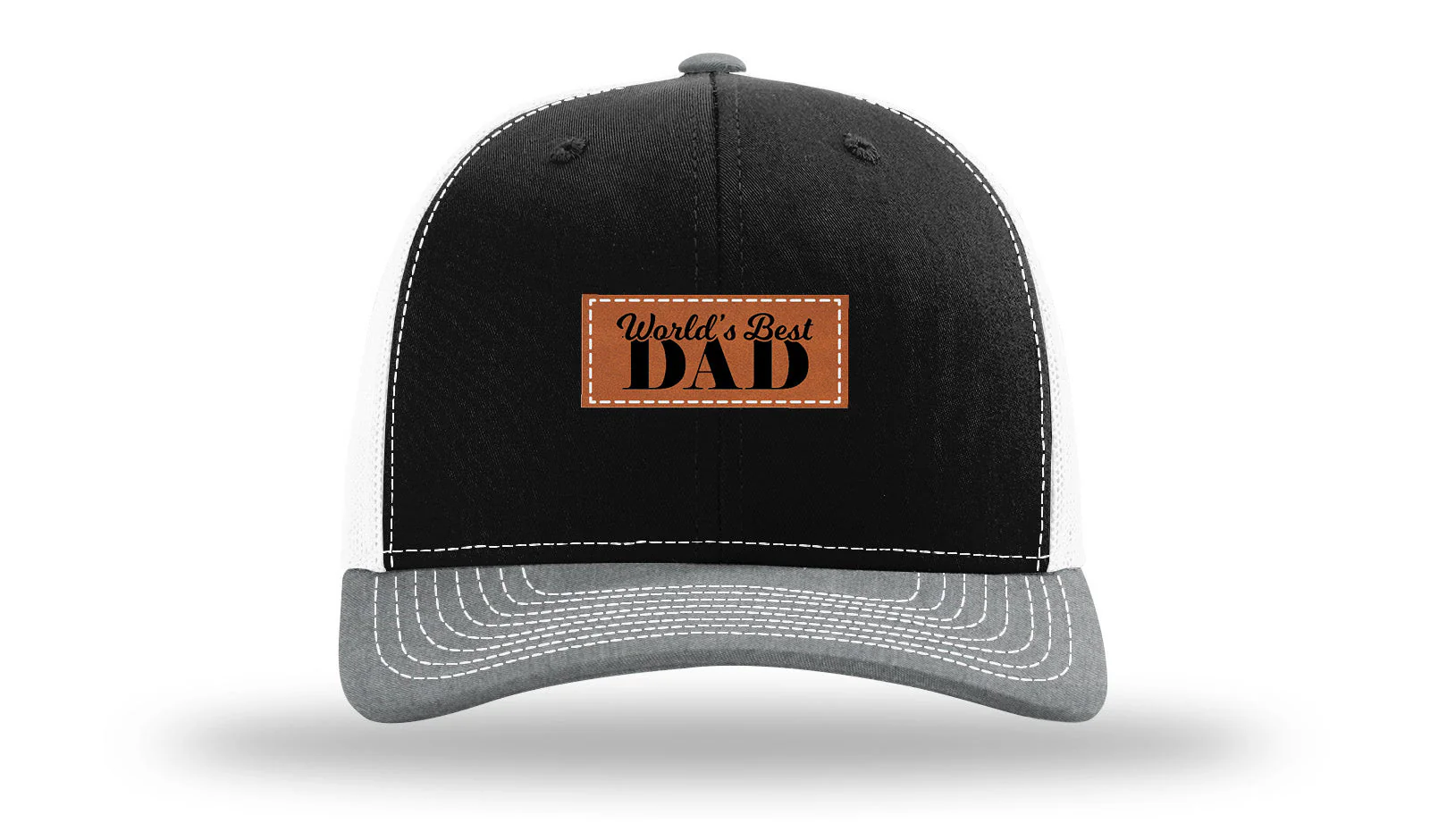 World's Best Dad Leather Patch Richardson 112 Hat - Image 33