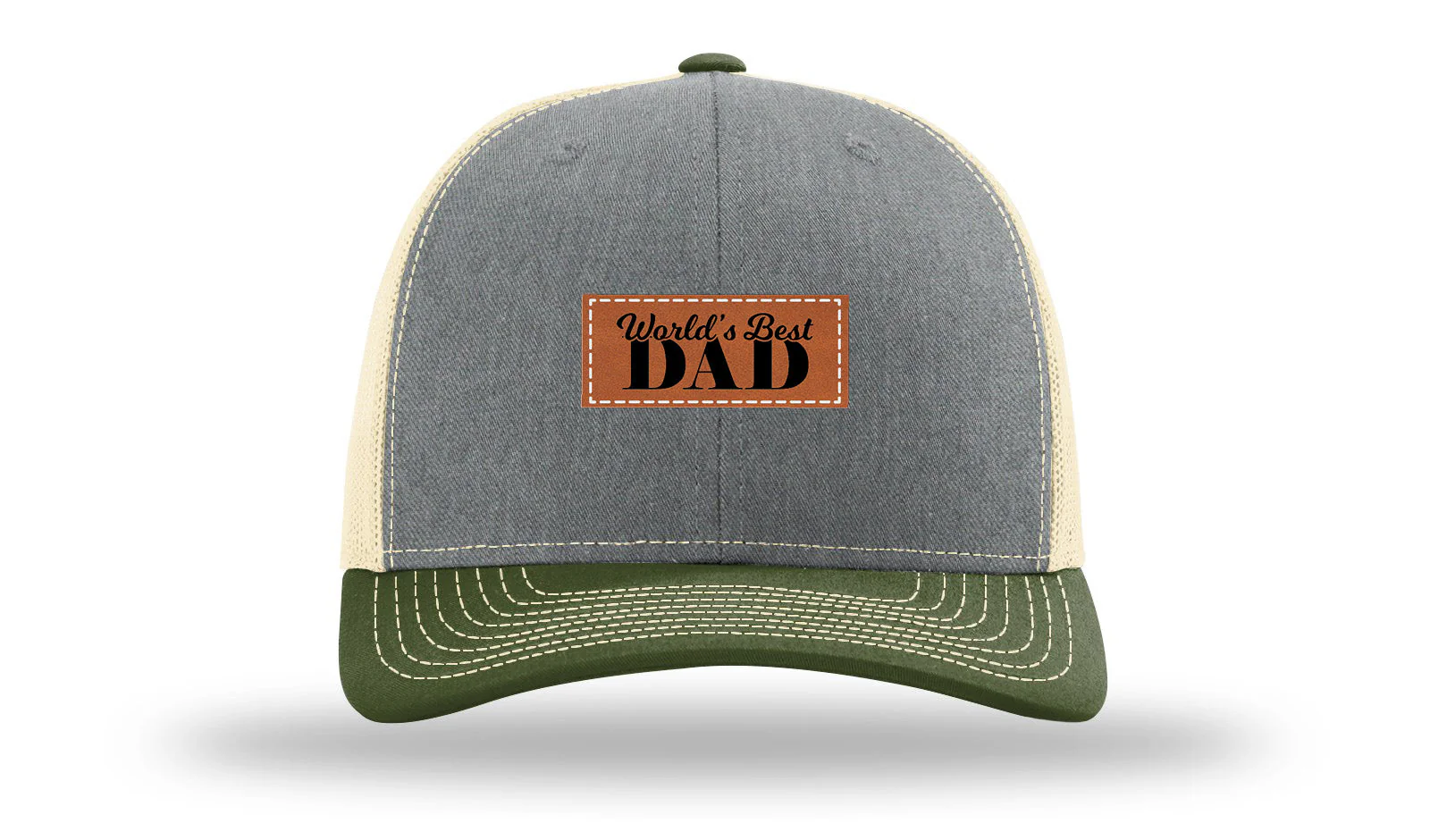 World's Best Dad Leather Patch Richardson 112 Hat - Image 38