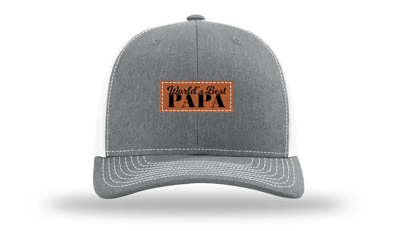 World's Best Papa Leather Patch Richardson 112 Hat - Image 21