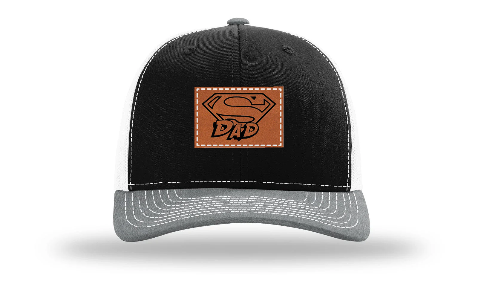Super Dad Leather Patch Richardson 112 Hat - Image 33