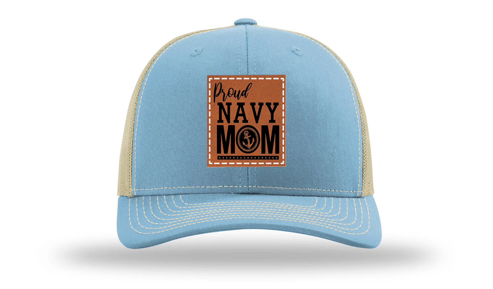 Proud Navy Mom Leather Patch Richardson 112 Hat - Image 18