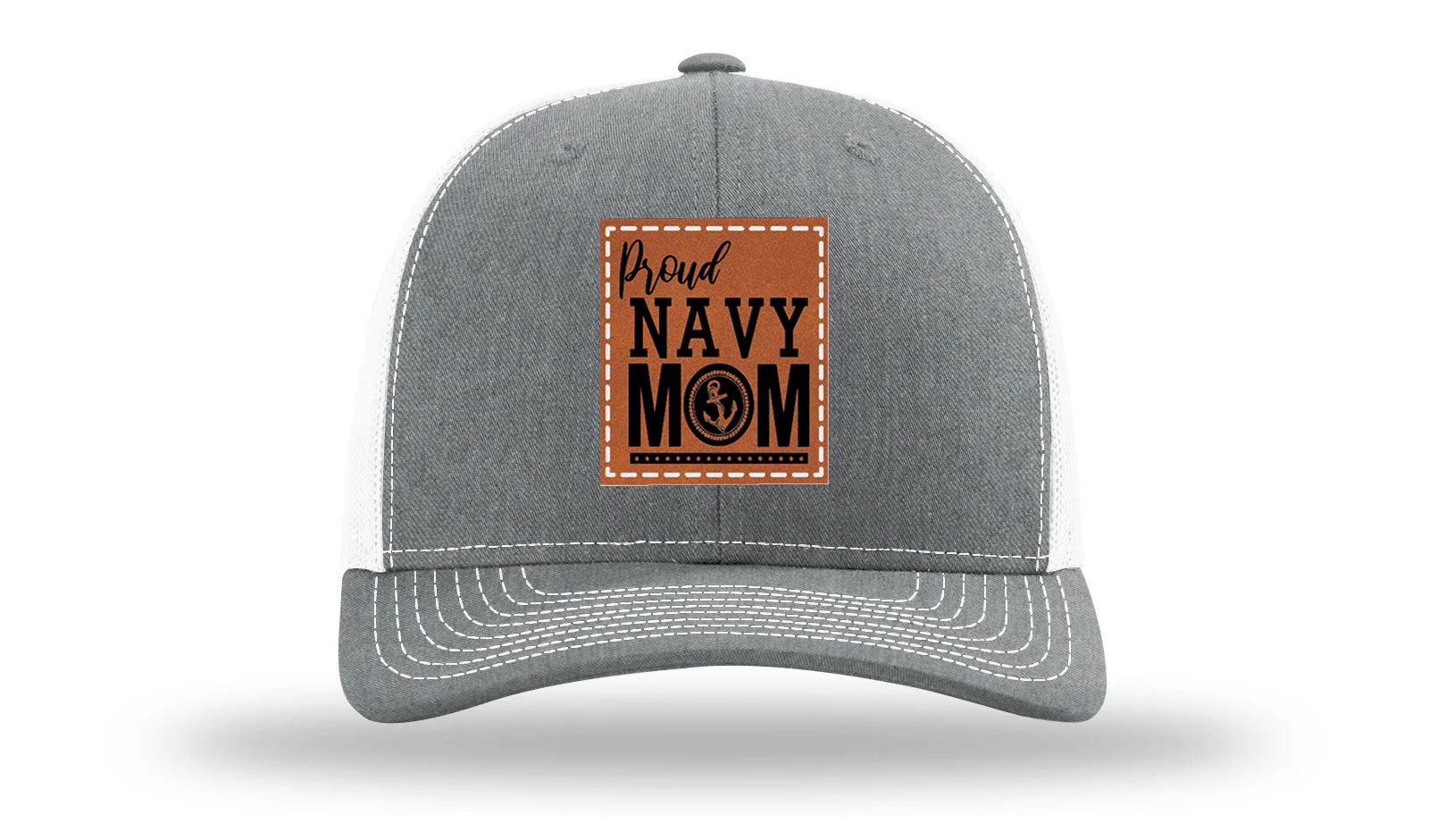 Proud Navy Mom Leather Patch Richardson 112 Hat - Image 21