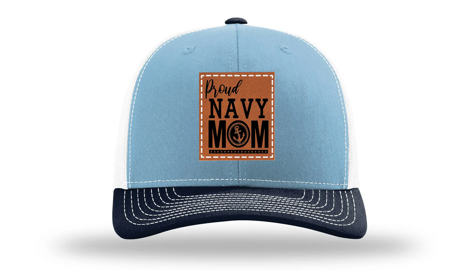 Proud Navy Mom Leather Patch Richardson 112 Hat - Image 34