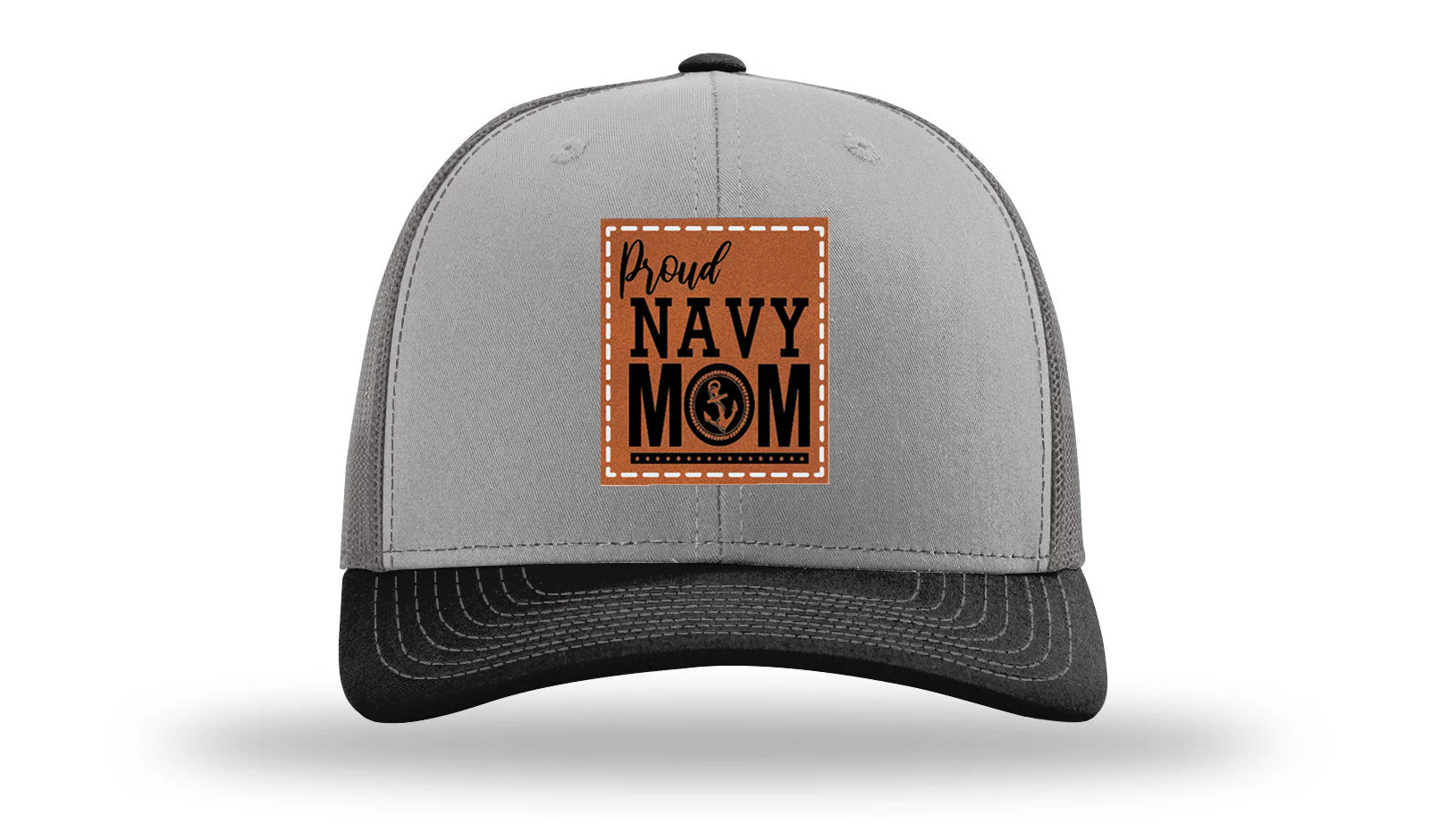 Proud Navy Mom Leather Patch Richardson 112 Hat - Image 36