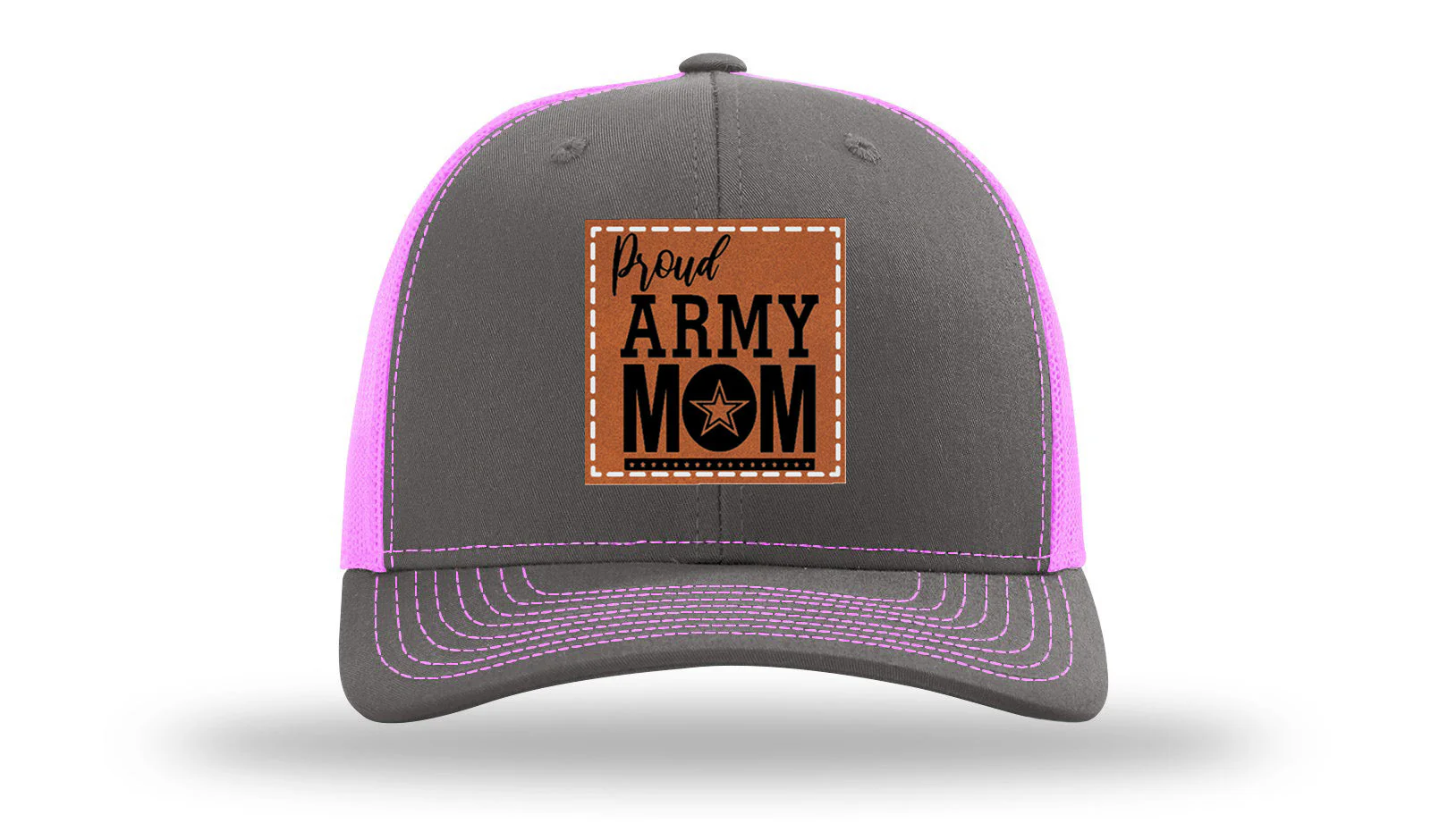 Proud Army Mom Leather Patch Richardson 112 Hat - Image 15