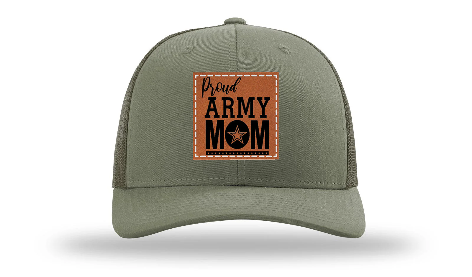 Proud Army Mom Leather Patch Richardson 112 Hat - Image 3