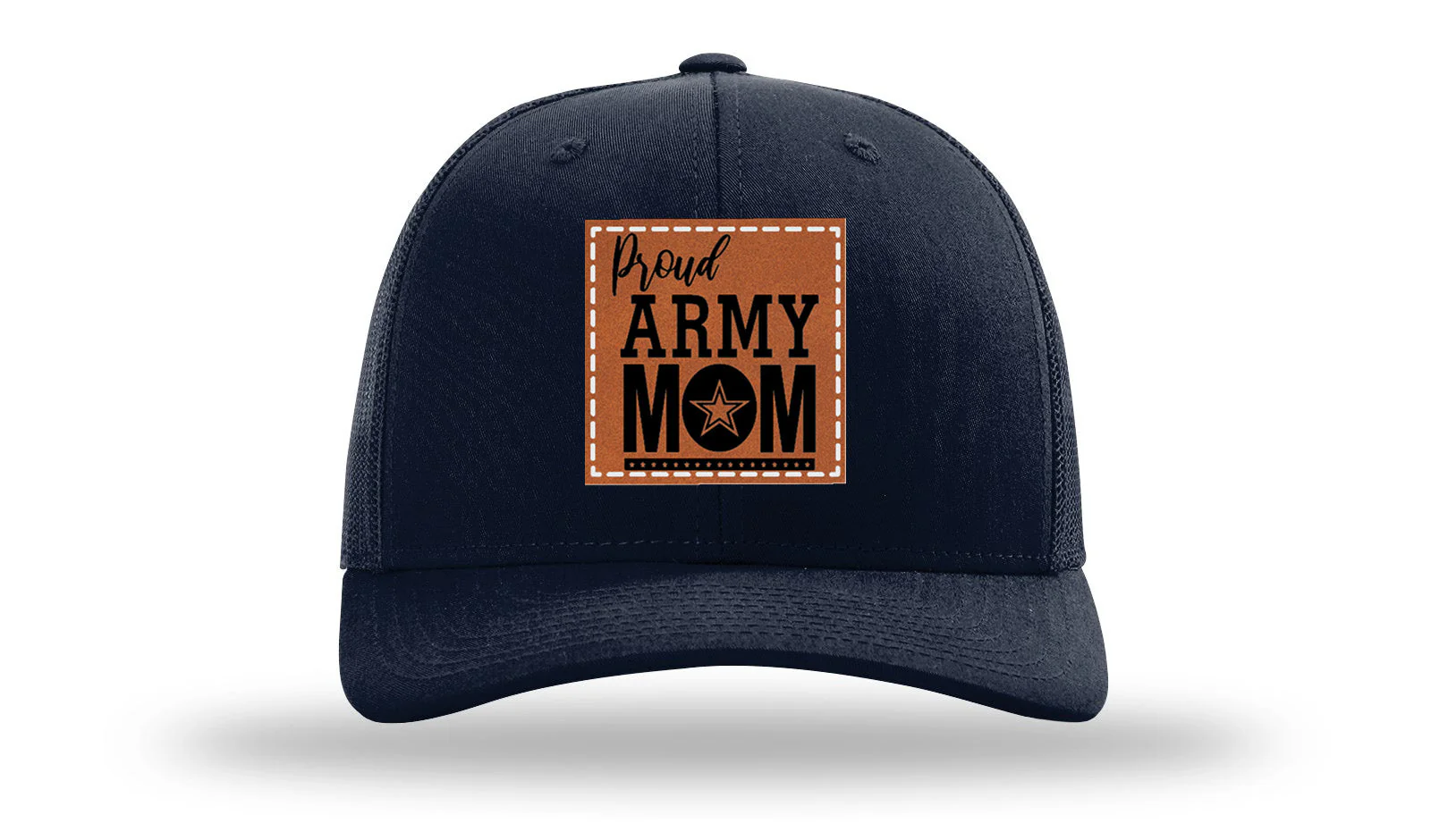 Proud Army Mom Leather Patch Richardson 112 Hat - Image 4