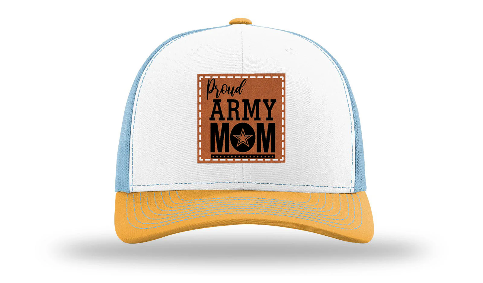 Proud Army Mom Leather Patch Richardson 112 Hat - Image 43